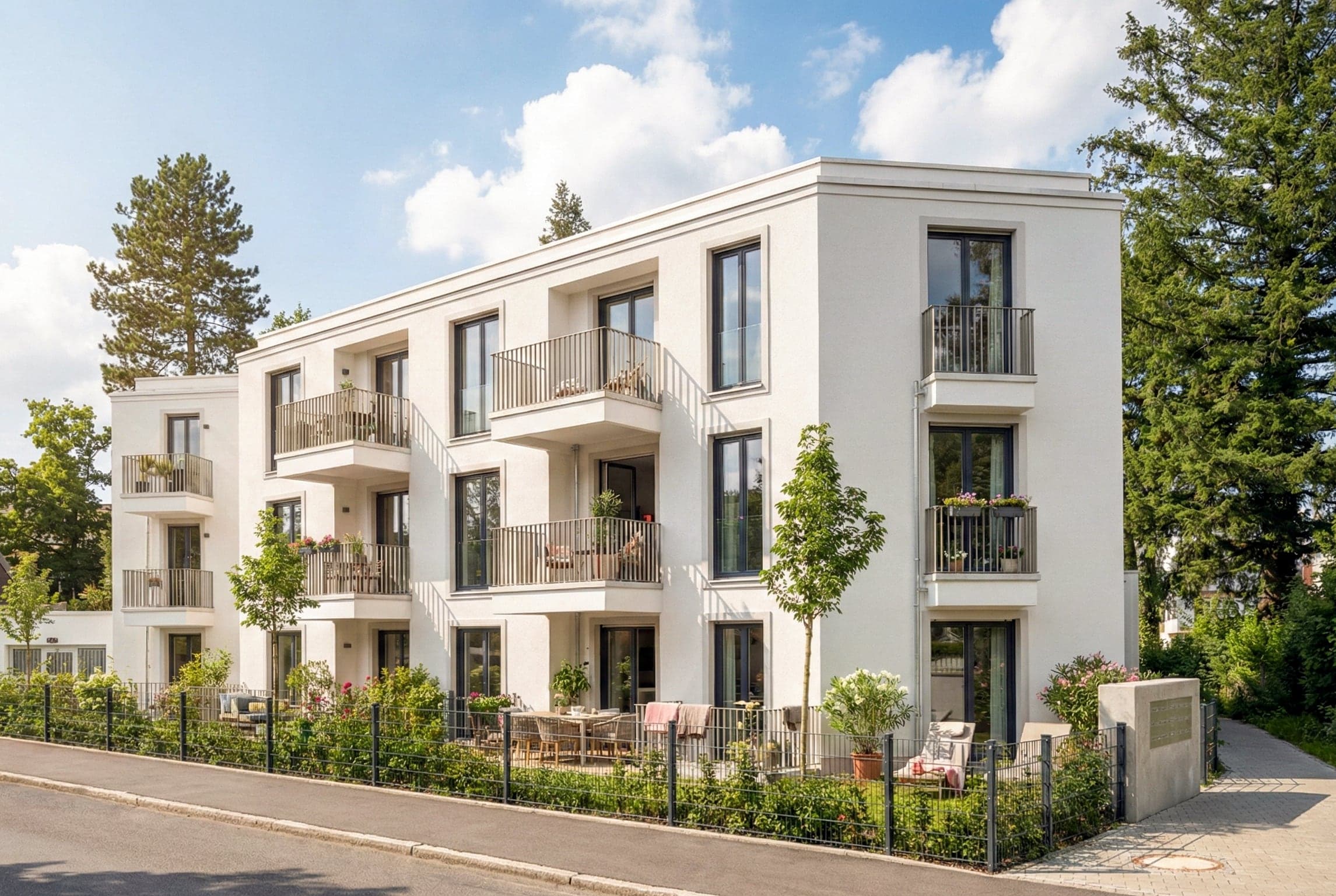 KI-Visualisierung der Straßenansicht der Villa Verde in München-Obermenzing