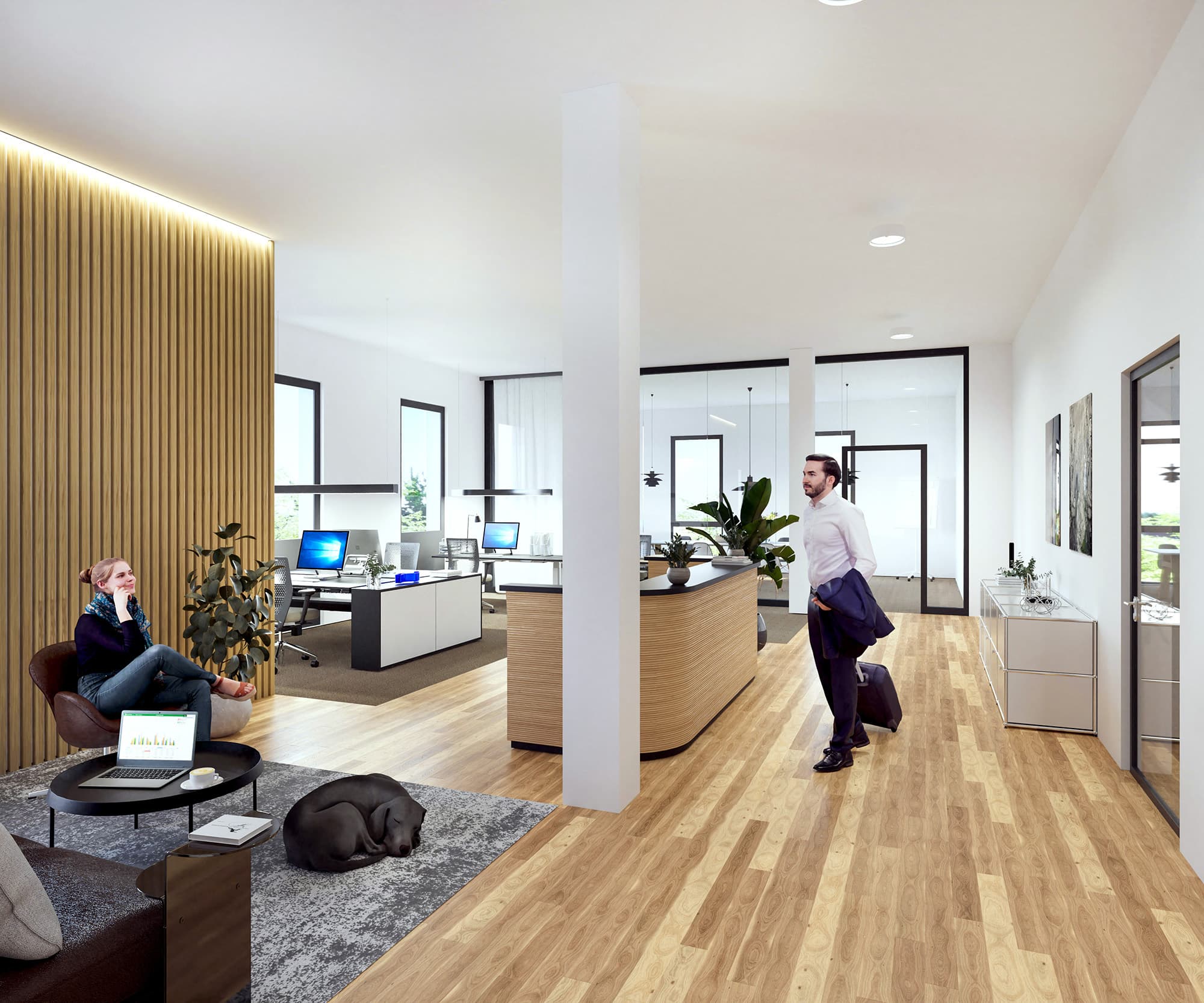 Offene Bürofläche im 3. Obergeschoss von Haus C im Annelies Quartier