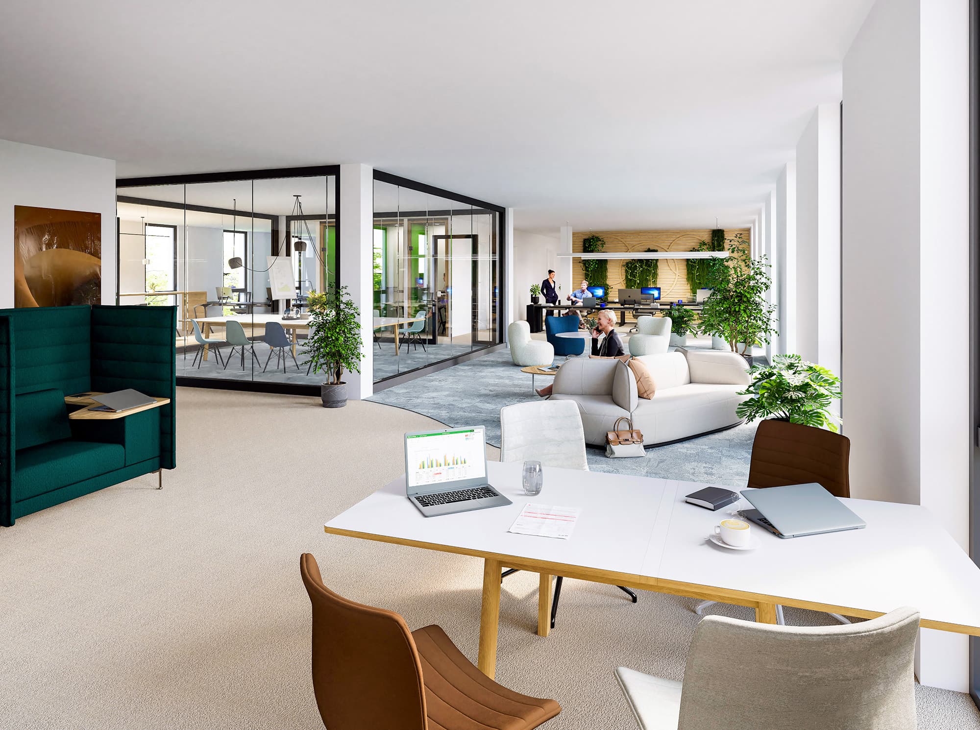 New-Work-Bürolandschaft im Annelies Quartier, Haus C — Visualisierung